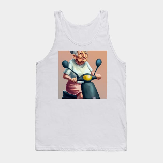 Little Old Lady on a Motor Scooter Tank Top by JohnCorney